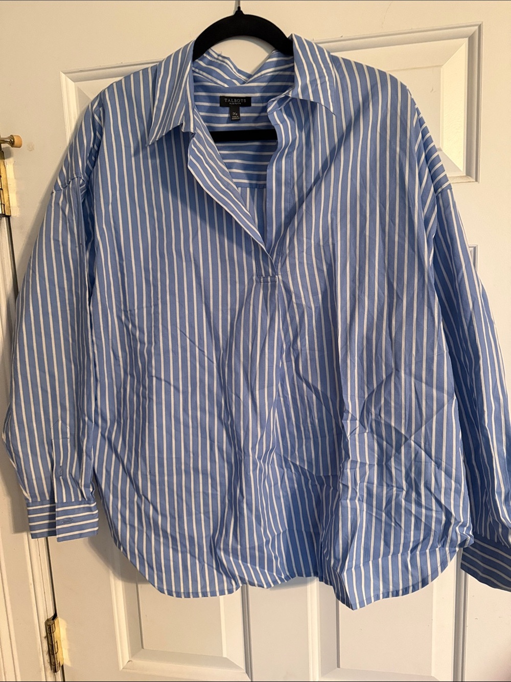 Talbots Blue and White Vertical Stripe Tunic